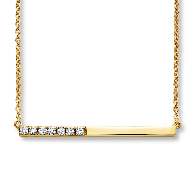 Main Image 1 of Diamond Bar Necklace 1/10 ct tw Round-cut 10K Yellow Gold