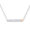 Bar Necklace 1/8 ct tw Diamonds Sterling Silver/10K Gold