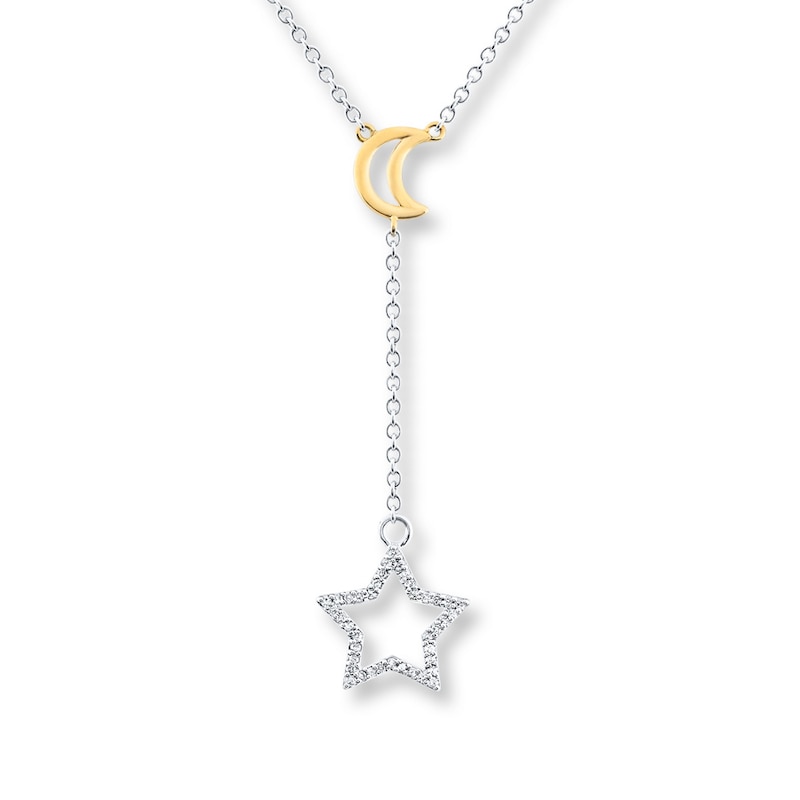 Star Moon Necklace 1 8 Cttw Diamonds Sterling Silver 10k Gold Kay
