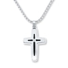 Thumbnail Image 1 of Men's Cross Necklace Diamond Accent Stainless Steel & Resin