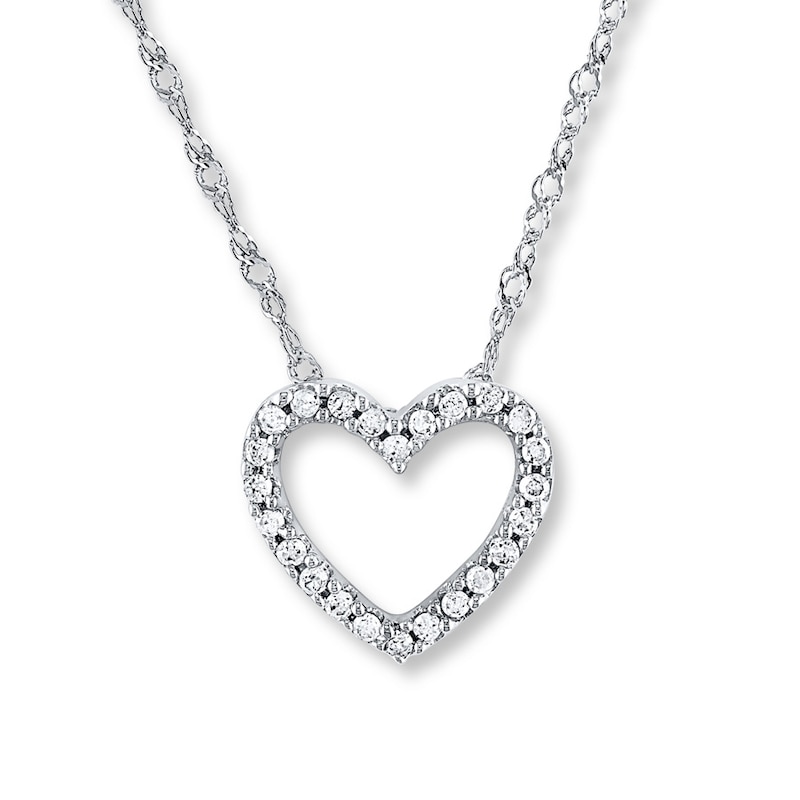 Diamond Heart Necklace 1/10 ct tw Round-cut 14K White Gold