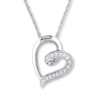 Diamond Heart Necklace 1/20 ct tw Round-cut 10K White Gold | Kay