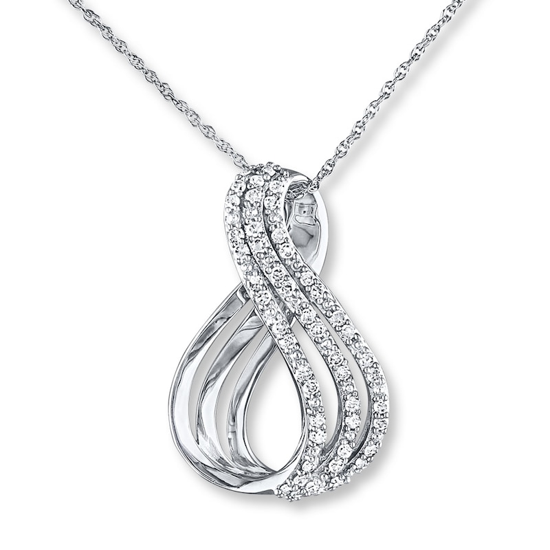 Main Image 1 of Diamond Infinity Necklace 1/4 ct tw Round-cut 10K White Gold