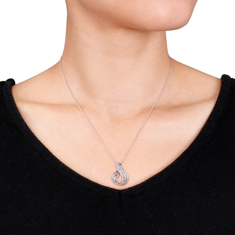 Main Image 2 of Diamond Infinity Necklace 1/4 ct tw Round-cut 10K White Gold