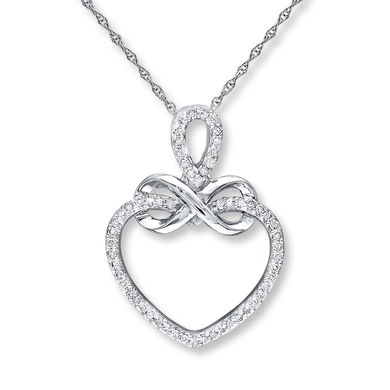 Main Image 1 of Infinity Heart Necklace 1/5 ct tw Diamonds 10K White Gold