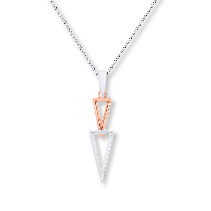 Triangle Necklace 1/6 ct tw Diamonds Sterling Silver/10K Gold