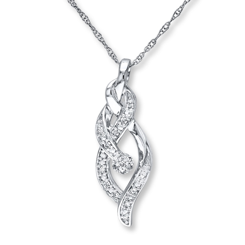 Diamond Necklace 1/15 ct tw Round-cut 10K White Gold