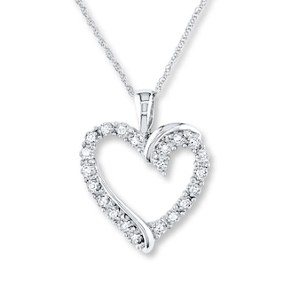 Diamond Heart Necklace 1/10 ct tw Round-cut 10K White Gold | Kay