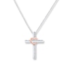 Thumbnail Image 0 of Cross Necklace 1/10 ct tw Diamonds Sterling Silver & 10K Rose Gold