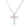 Thumbnail Image 0 of Cross Necklace 1/10 ct tw Diamonds Sterling Silver & 10K Rose Gold