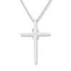 Thumbnail Image 3 of Cross Necklace 1/8 ct tw Diamonds Sterling Silver & 10K Yellow Gold