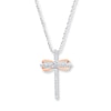 Thumbnail Image 0 of Cross Necklace 1/10 ct tw Diamonds 10K Two-Tone Gold