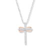 Thumbnail Image 1 of Cross Necklace 1/10 ct tw Diamonds 10K Two-Tone Gold