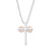 Thumbnail Image 1 of Cross Necklace 1/10 ct tw Diamonds 10K Two-Tone Gold