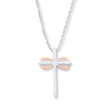 Thumbnail Image 2 of Cross Necklace 1/10 ct tw Diamonds 10K Two-Tone Gold