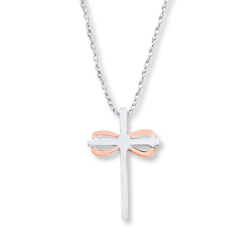 Main Image 2 of Cross Necklace 1/10 ct tw Diamonds 10K Two-Tone Gold