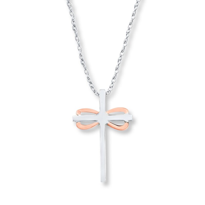 Cross Necklace 1/10 ct tw Diamonds 10K Two-Tone Gold