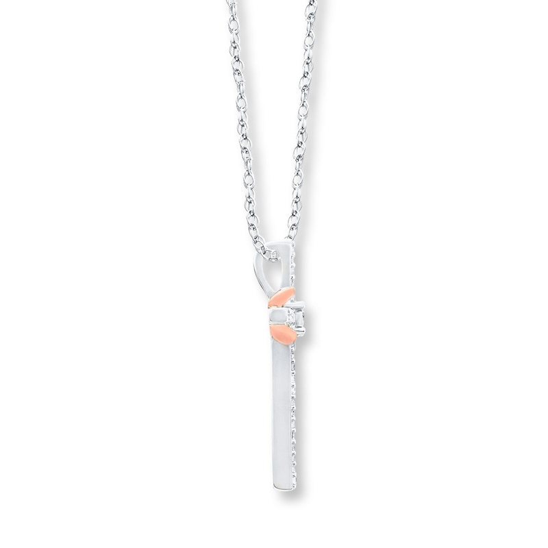 Main Image 3 of Cross Necklace 1/10 ct tw Diamonds 10K Two-Tone Gold