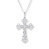 Thumbnail Image 0 of Cross Necklace 1/5 ct tw Diamonds 10K White Gold