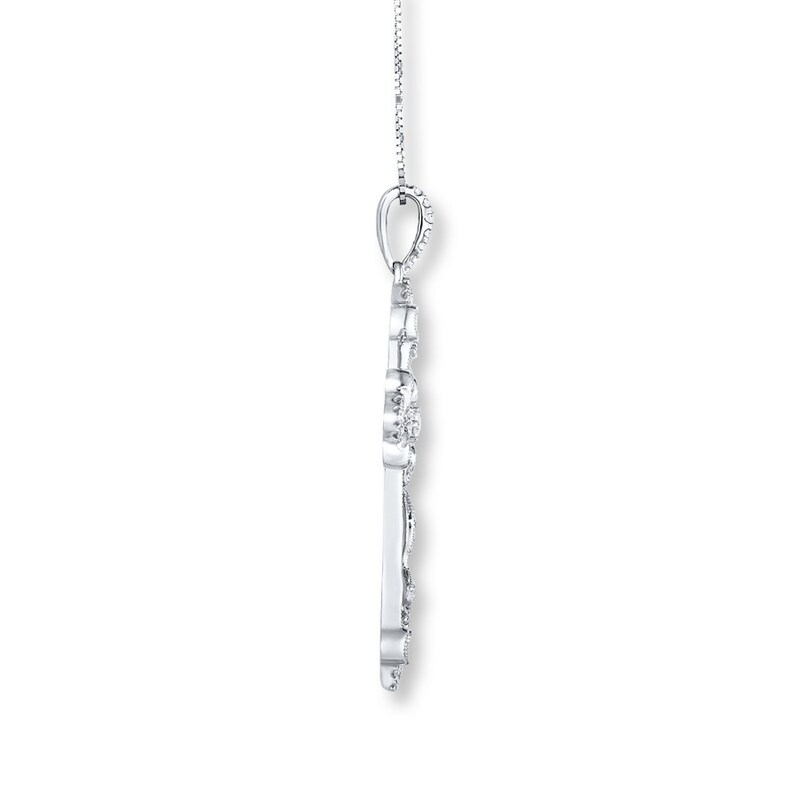 Cross Necklace 1/5 ct tw Diamonds 10K White Gold