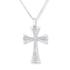 Thumbnail Image 0 of Diamond Cross Necklace 1/5 ct tw Round-cut 10K White Gold