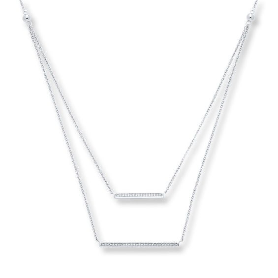 Layered Diamond Bar Necklace 1/5 carat tw Sterling Silver