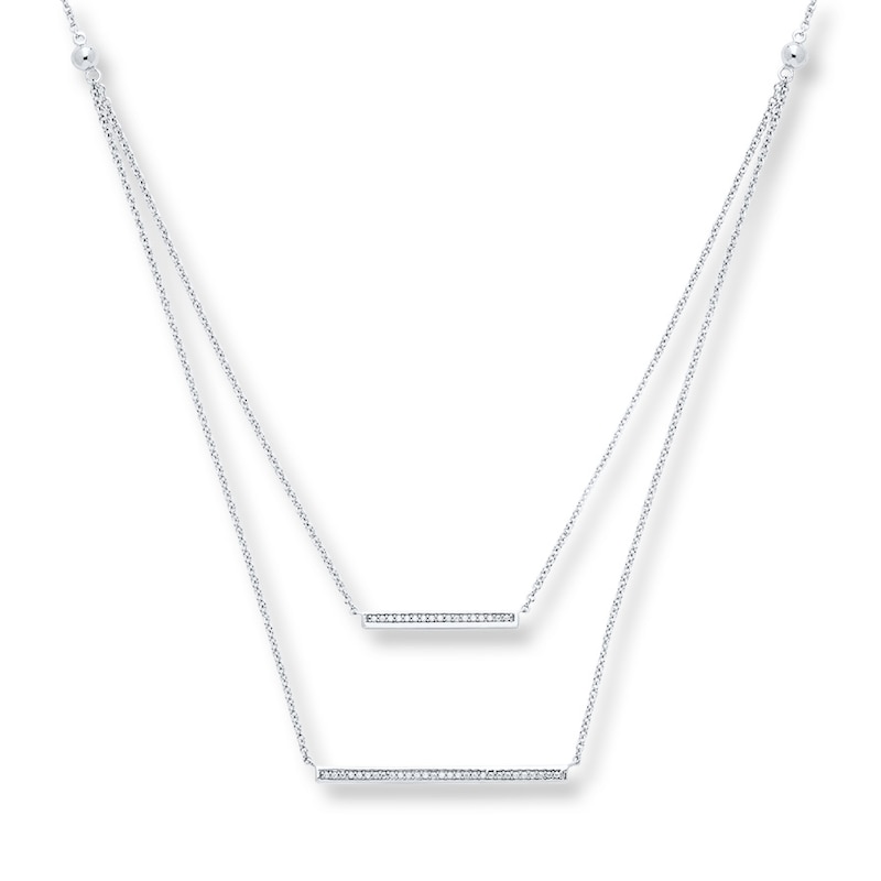 Layered Diamond Bar Necklace 1/5 carat tw Sterling Silver