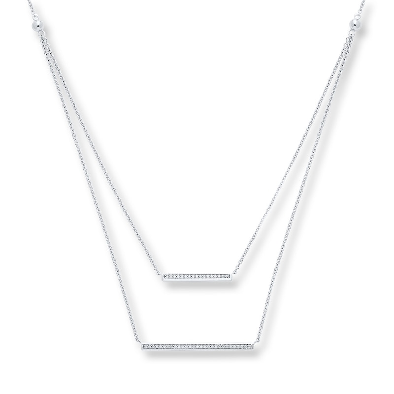 Main Image 1 of Layered Diamond Bar Necklace 1/5 carat tw Sterling Silver