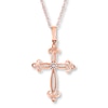 Thumbnail Image 1 of Cross Necklace 1/15 ct tw Diamonds 10K Rose Gold