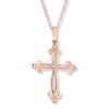 Thumbnail Image 0 of Cross Necklace 1/15 ct tw Diamonds 10K Rose Gold