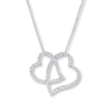 Double Heart Necklace 1/4 ct tw Diamonds 10K White Gold