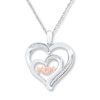 Thumbnail Image 1 of Mom Heart Necklace 1/15 ct tw Diamonds Sterling Silver & 10K Rose Gold