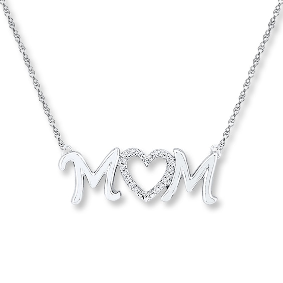 Diamond Mom Necklace 1/20 ct tw Round-cut Sterling Silver