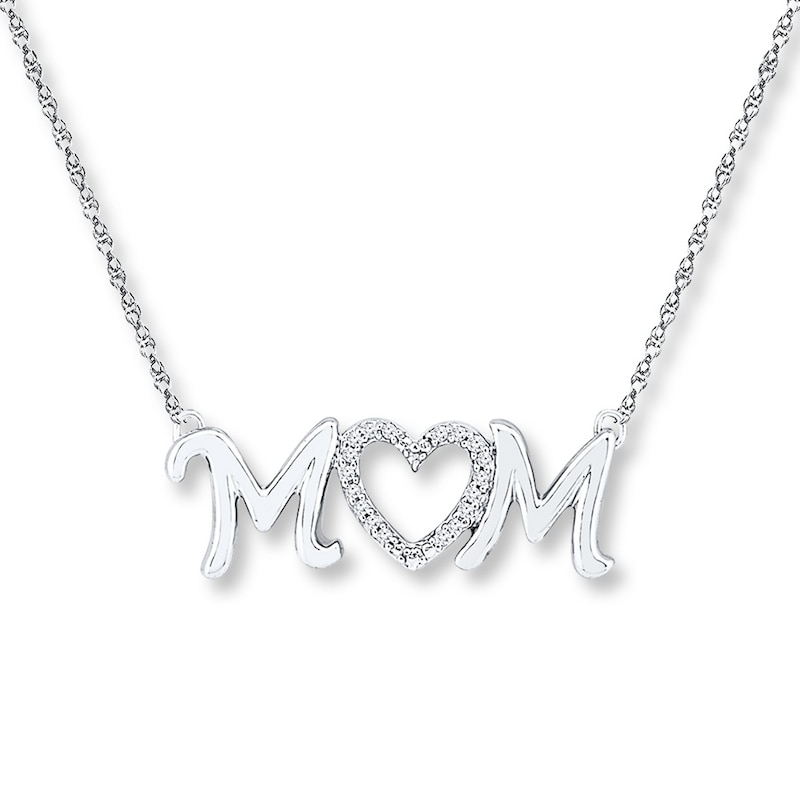 Diamond Mom Necklace 1/20 ct tw Round-cut Sterling Silver