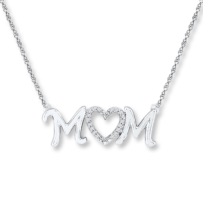 Main Image 1 of Diamond Mom Necklace 1/20 ct tw Round-cut Sterling Silver