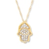 Hamsa Necklace 1/10 ct tw Diamonds 14K Yellow Gold