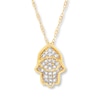 Thumbnail Image 1 of Hamsa Necklace 1/10 ct tw Diamonds 14K Yellow Gold
