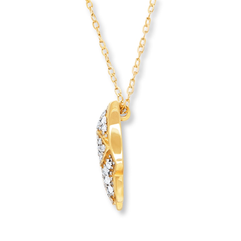 Main Image 2 of Hamsa Necklace 1/10 ct tw Diamonds 14K Yellow Gold