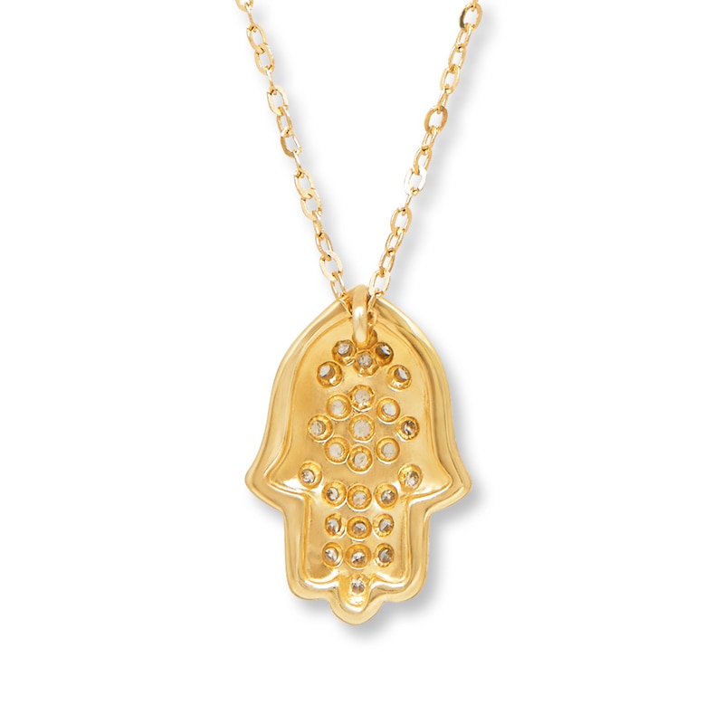 Hamsa Hand Pendant Necklace in 9ct Yellow Gold, Pendant Only - No Chain