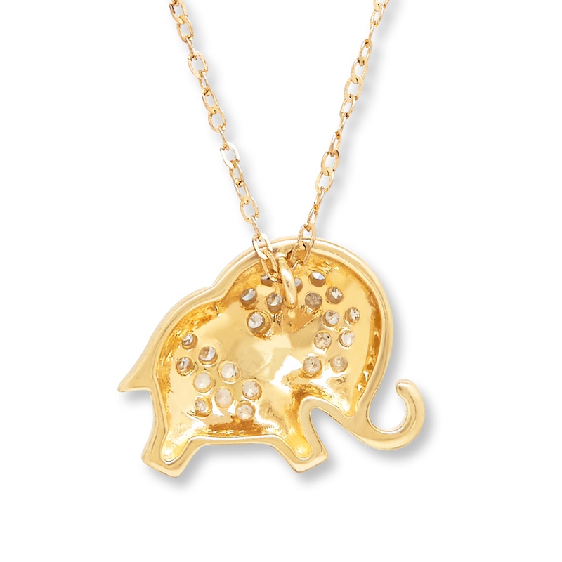 Main Image 4 of Elephant Necklace 1/10 ct tw Diamonds 14K Yellow Gold