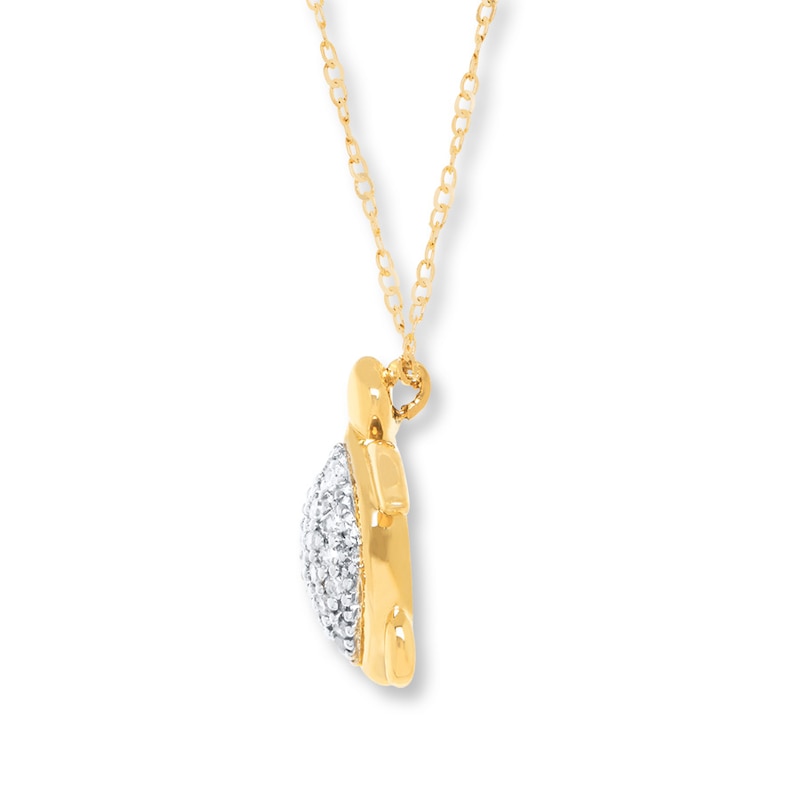 Main Image 2 of Turtle Necklace 1/10 ct tw Diamonds 14K Yellow Gold