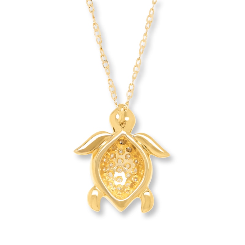 Main Image 4 of Turtle Necklace 1/10 ct tw Diamonds 14K Yellow Gold