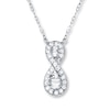 Thumbnail Image 1 of Infinity Symbol Necklace 1/6 ct tw Diamonds 10K White Gold