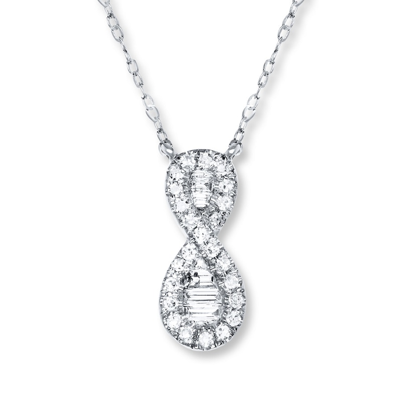 Main Image 1 of Infinity Symbol Necklace 1/6 ct tw Diamonds 10K White Gold