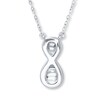 Thumbnail Image 3 of Infinity Symbol Necklace 1/6 ct tw Diamonds 10K White Gold