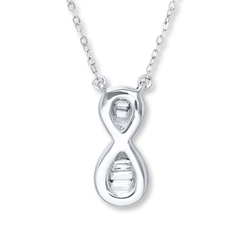 Infinity Symbol Necklace 1/6 ct tw Diamonds 10K White Gold