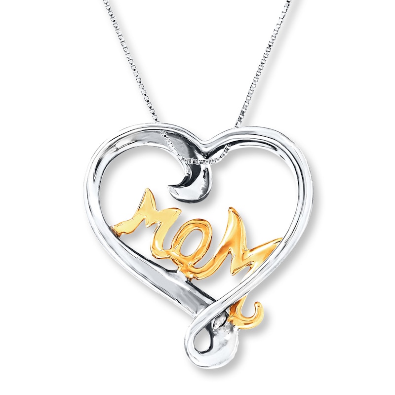 Main Image 4 of Mom Necklace 1/20 ct tw Diamonds Sterling Silver & 10K Yellow Gold