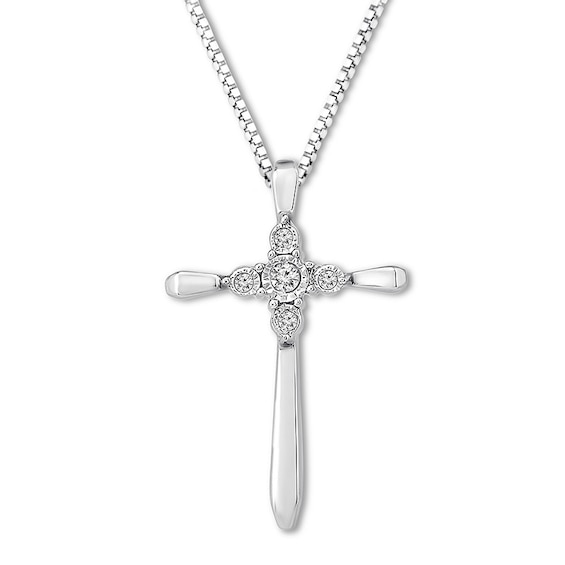 Diamond Cross Necklace Sterling Silver