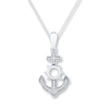 Anchor Necklace 1/20 ct tw Diamonds Sterling Silver