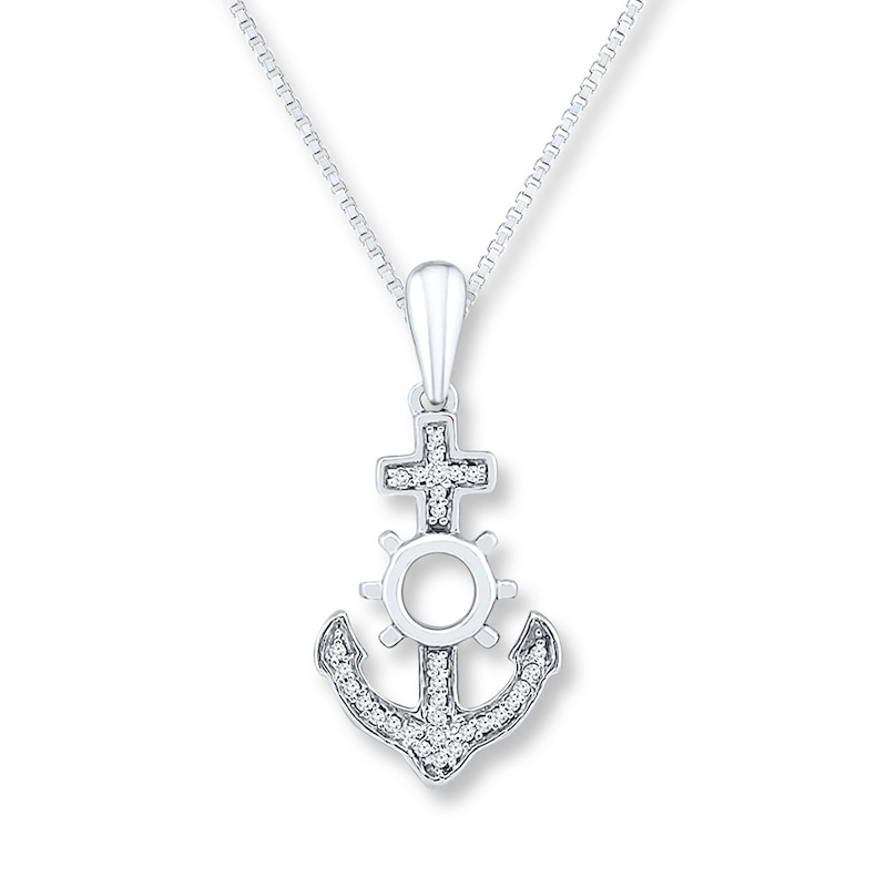 Main Image 1 of Anchor Necklace 1/20 ct tw Diamonds Sterling Silver